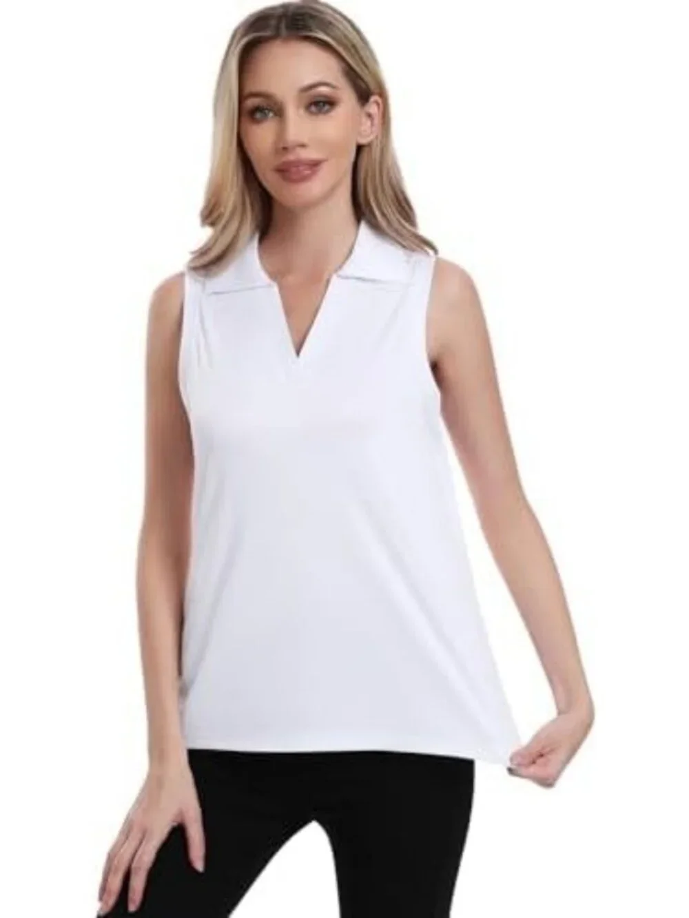 Stylish Women's Sleeveless Golf Polo V-Neck Tank Tops - 3 Pack for Tennis
